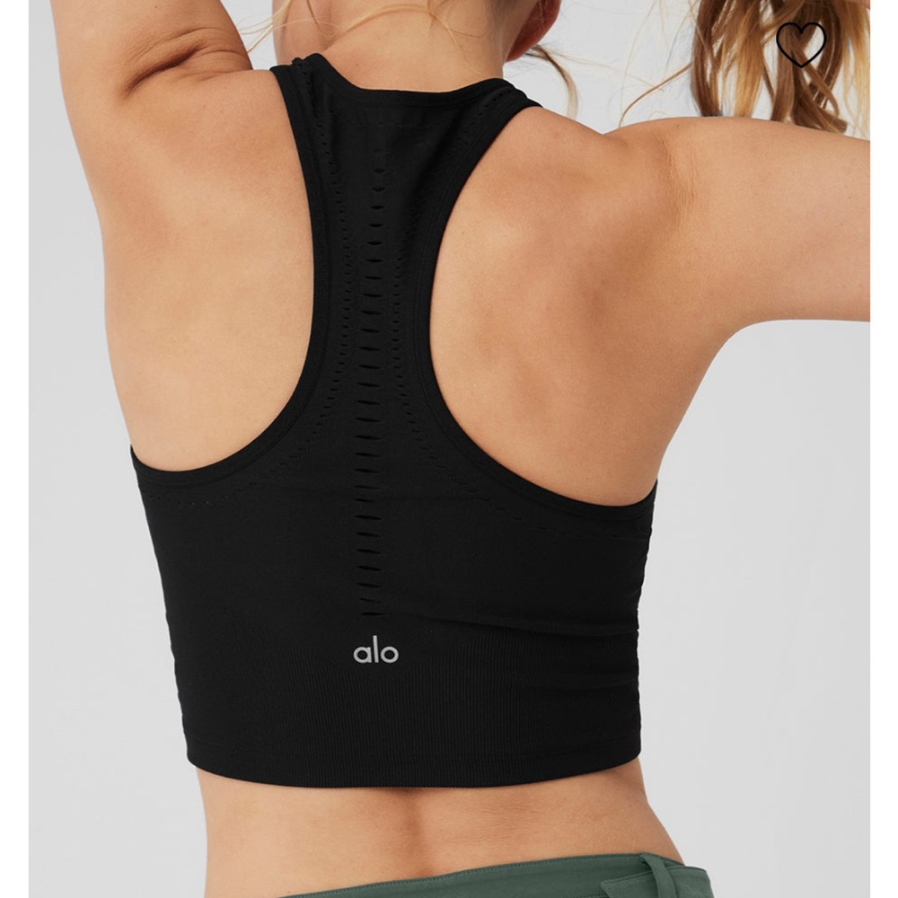 Alo Black Racerback Tank Top size large Alo yoga Pilates walk hike spinning - Picture 8 of 11